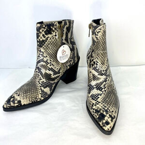 New Blondo Waterproof Booties Snakeskin Print Leather Block Heel Pointed